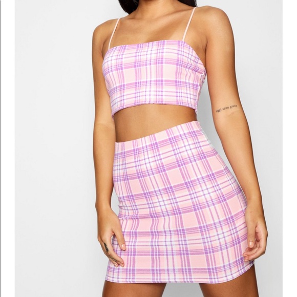 Tops - Periwinkle plaid set